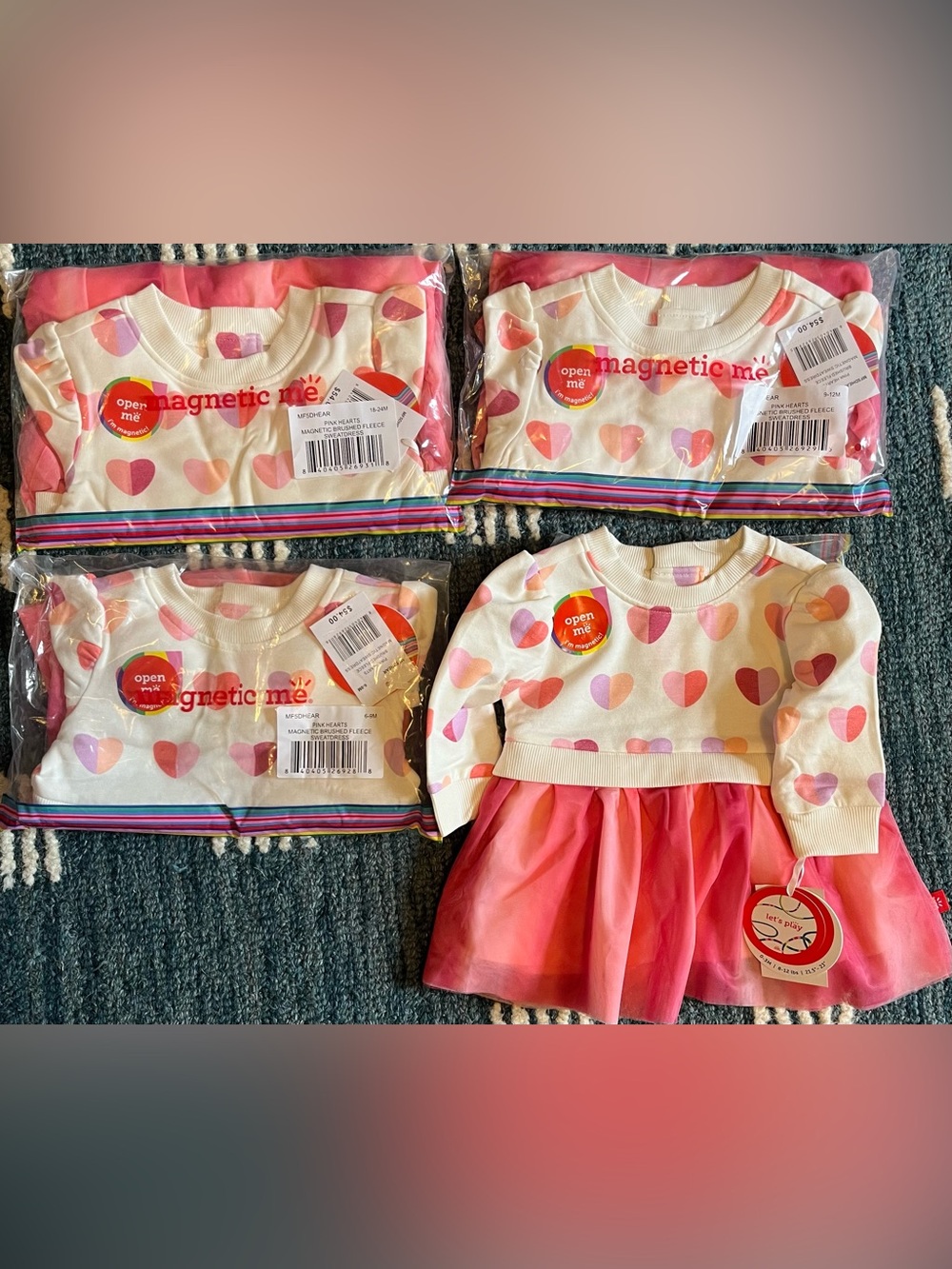Magnetic Me 18-24 month NWT pink heart fleece lined tutu sweater dress